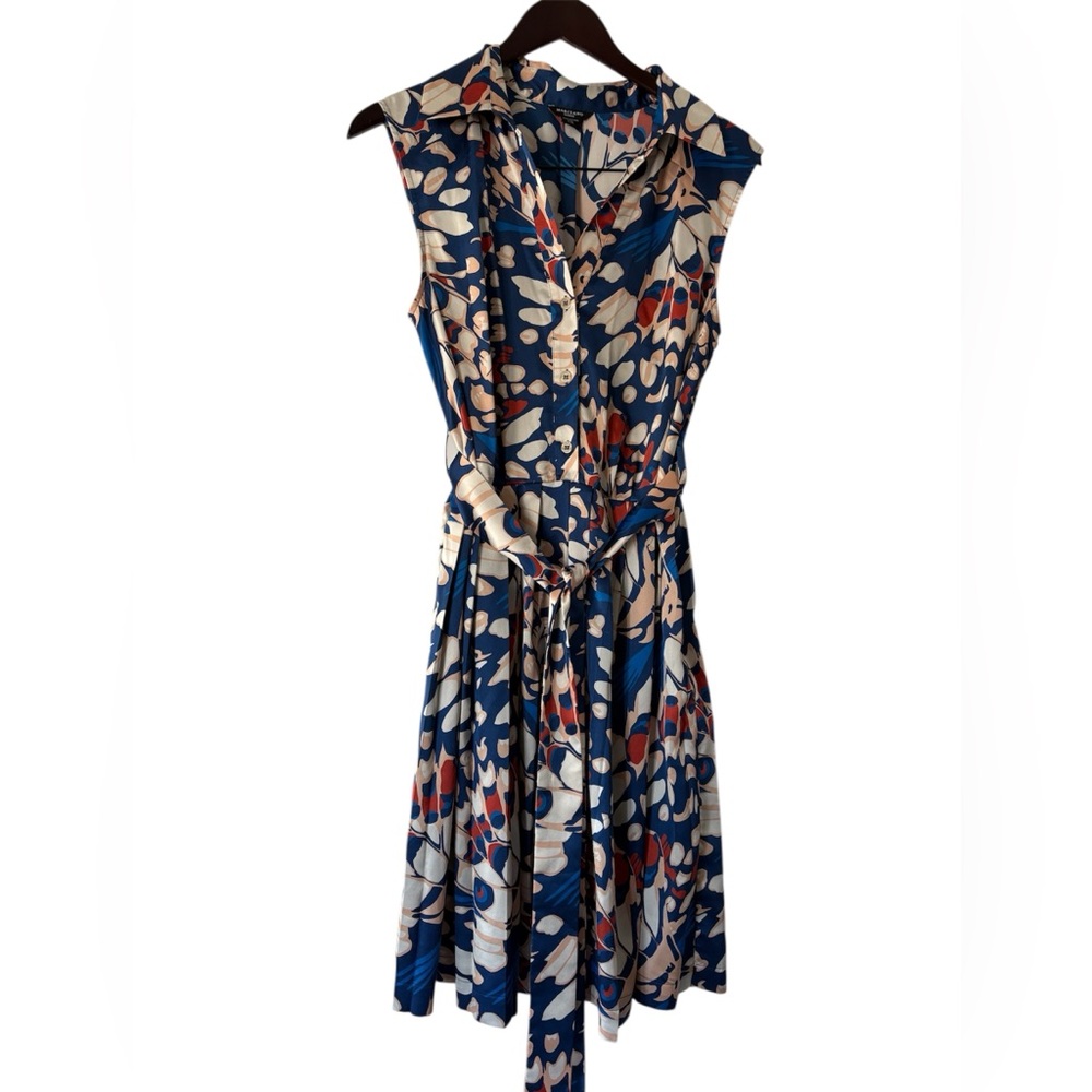 Marciano Blue and White Pleated Halter Sundress - Size XL - Picture 5 of 7